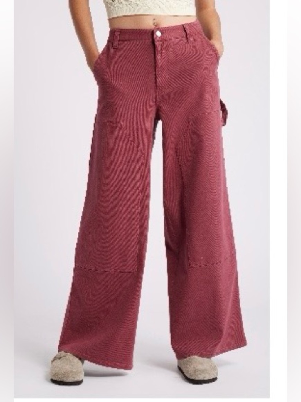 bp Wide Leg Corduroy Pants in Dusty Rose